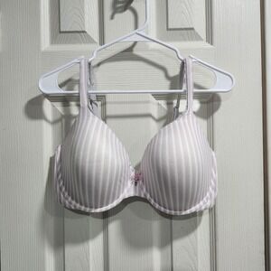 Victoria's Secret T Shirt Lined Underwire Bra Gray White  Pink size 36DDD